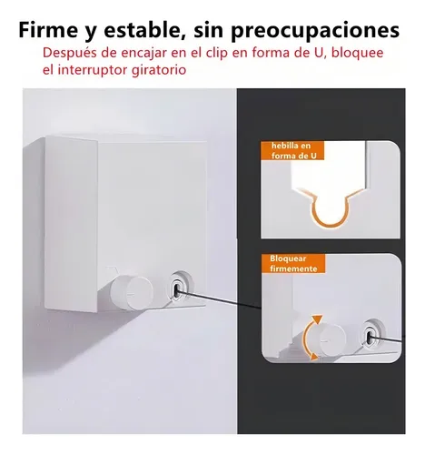 Tendedero Retráctil De Pared Negro 4m Acero Inoxidable Extensible 18