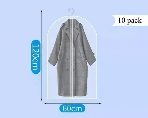 12 Bolsas Transparentes Cubre Trajes Colgar Closet 60*120cm Color Blanco 5