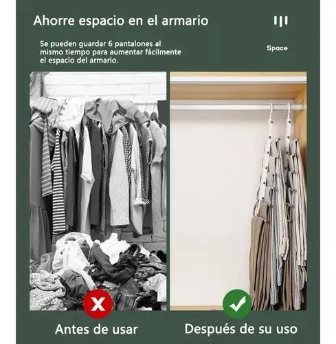 Colgador Percha Mágico Plegable Pantalon 6 En 1 Metalvenzhop 8
