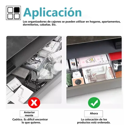 6 Pzs Separadores De Cajones Organizador Ajustable 28-48cm Blanco 3