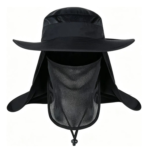 Sombrero Gorro 3 En 1 Para Sol Guarda Polvo Trekking Pesca Negro El Código Medio Se Puede Ajustar
