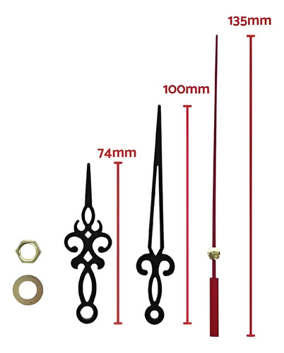Set 10 Mecanismos Módulos De Reloj Murales Negro 15