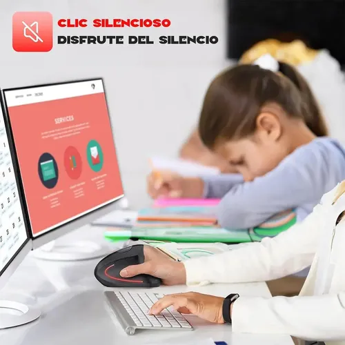 Ratón Vertical Inalámbrico Mouse Usb 2.4ghz Recargable Blanc Blanco 3