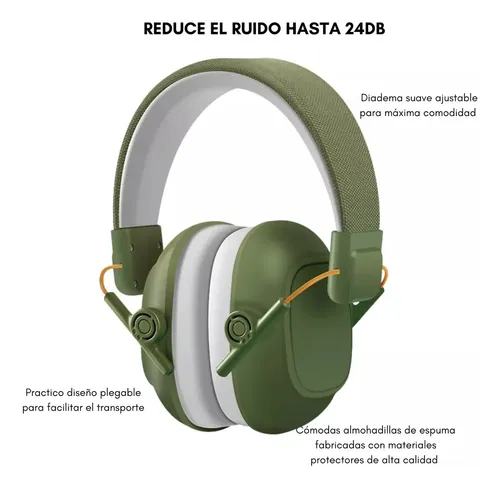 Audífonos Antiruido Niños Y Jóvenes Con Autismo Tdah Rap Color Verde 3