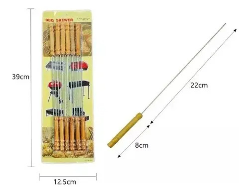12 Brochetas Pinchos Anticucho Acero Barbacoa Parrilla Asado 20