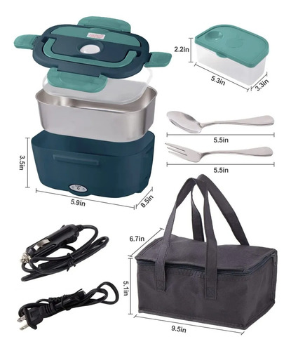 Lonchera Eléctrica Aluminio Portátil Calentar Comida 220v80w Verde Oscuro 17