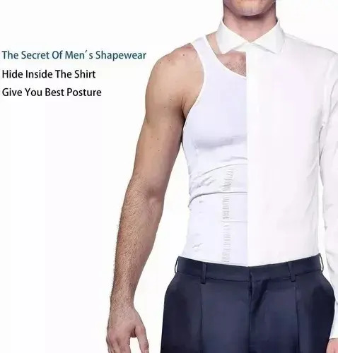 Faja Reductora Camiseta De Compresión Para Hombre  Moldeador De Abdomen Y Espalda, Talla Xl Negro/blanco 14