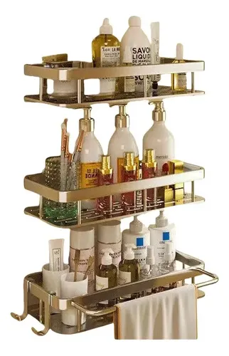 Organizador De Ducha Set X3 Repisa Baño Adhesivo  Plateado