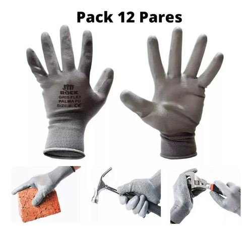 Guantes De Trabajo Pu Alta Calidad Certificado Pack 12 Unid 19