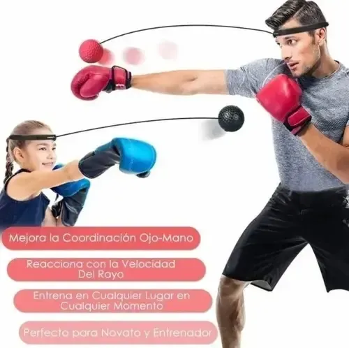 Vincha De Lienzo Con 2 Pelota Para Entrenamiento Boxeo Negro Y Rojo 14