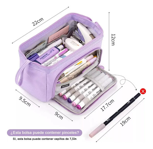 Estuche De Lapices Doble Capa Organizadoras Gran Capacidad Color Purpura 3