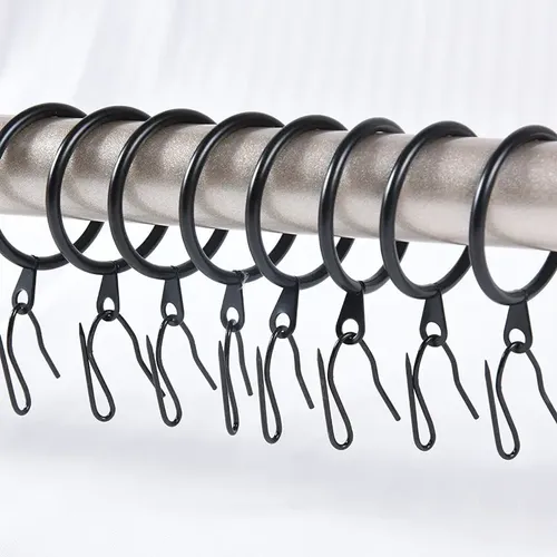 Pack 16 Unidades Argolla Para Barra Cortina De Metal 25 Mm Negro 4