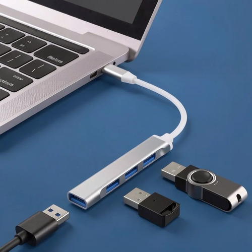 Adaptador Extension Hub Type Tipo C A 4 Puertos Usb3.0 5gbsp Plateado 4