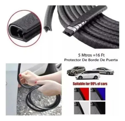 Molduras Protector De Auto Sello Presión Y Capot 10mts Negra Negro 14