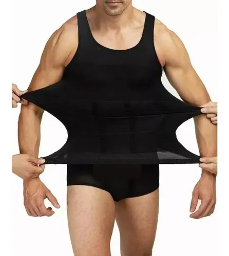 Faja Polera Reductora Camiseta Reductora Hombre Compresion Talla L Negro/blanco 8
