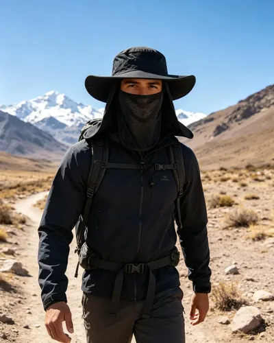 Sombrero Gorro 3 En 1 Para Sol Guarda Polvo Trekking Pesca Negro El Código Medio Se Puede Ajustar 3