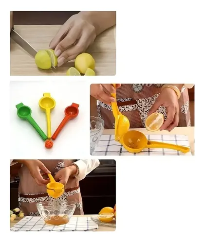 Exprimidor Manual Doble Mango Acero 2-en-1 Cocina Amarillo 13