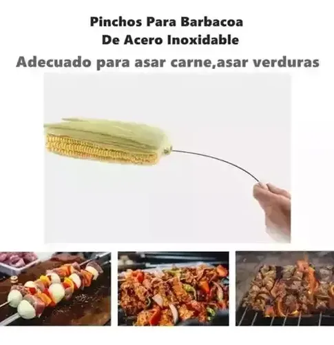 12 Brochetas Pinchos Anticucho Acero Barbacoa Parrilla Asado 6