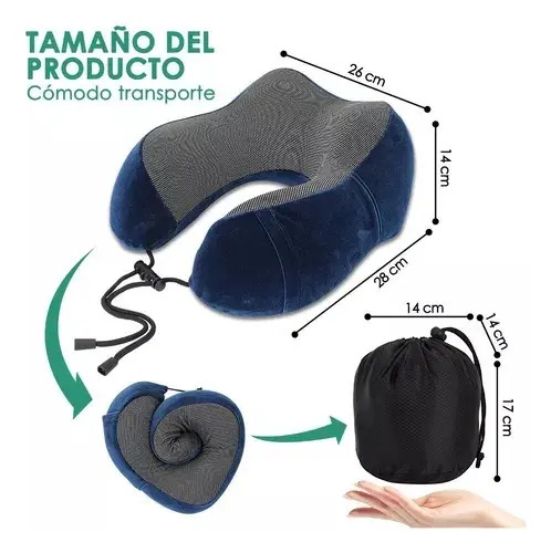 Cómodo Almohada De Viaje Espuma De Memoria Cojín Para Cuello Color Gris 11