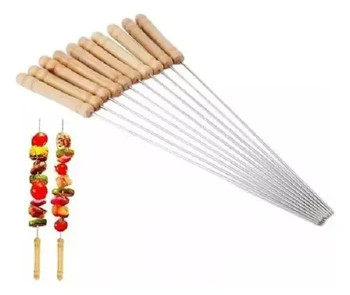 12 Brochetas Pinchos Anticucho Acero Barbacoa Parrilla Asado 11
