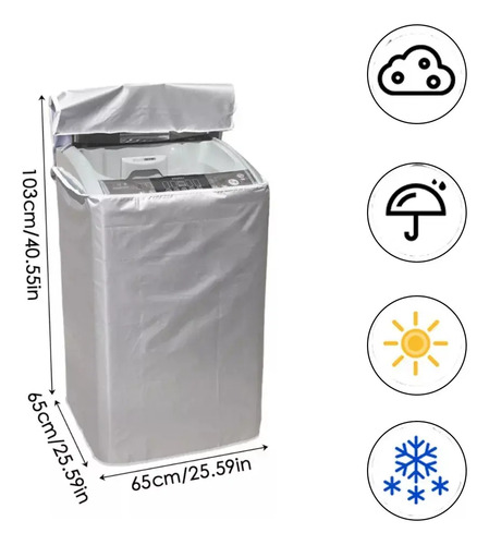 Funda Para Lavadora Impermeable/funda Para Lavadorasecadora Plateado 2