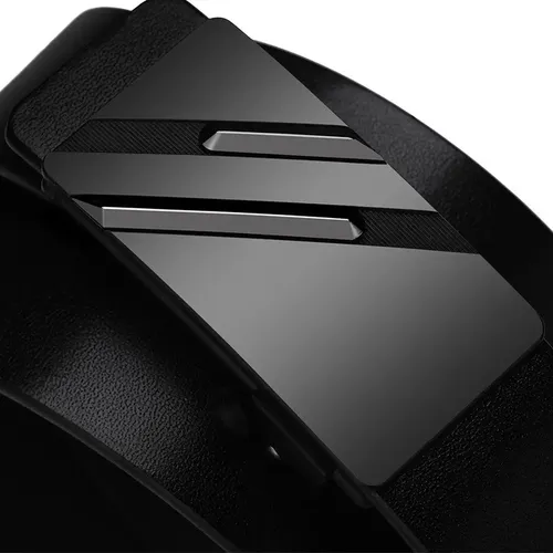 Cinturón Hombre Cuero De Vacuno Con Hebilla Automática 130cm Negro 130