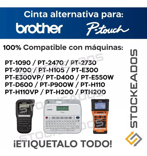 Pack 4 Cintas Tze-231 Alternativa Brother 12mmx8mts Blanca Negro 5