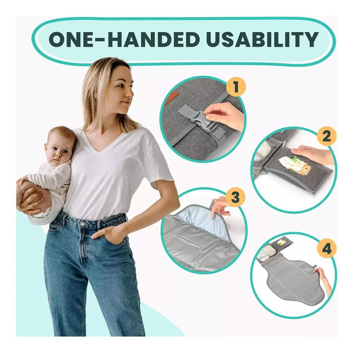 Mudador Portátil Impermeable Bebé Cambiador Plegable Gris Oscuro Color Sólido 19
