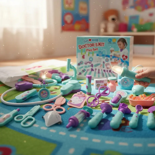 Set Juguetes Medico Doctor Niños Infantil Con Luz Y Sonido Multicolor (celeste, Morado, Rosa, Blanco) 8