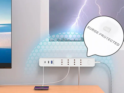 Alargador 4 Enchufes +rápida 20w ,2type C+1usb Protección Blanco 5