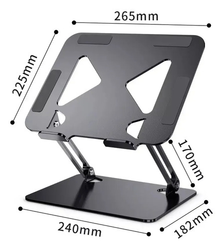 Soporte Base Alzador Notebook Laptop Mac Plegable Ajustable Negro 18