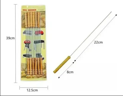 12 Brochetas Pinchos Anticucho Acero Barbacoa Parrilla Asado 7