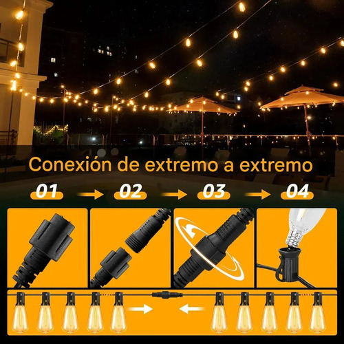 Cadena De 25 Luces De 15 M Que Se Puede Conectar En Serie Blanco Cálido 5