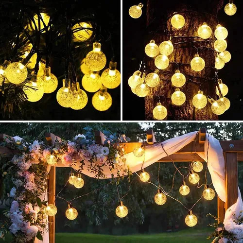 Luces De Cadena Solares 13m 80 Led Césped, Jardín Boda 9