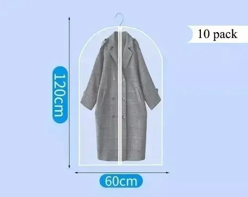 12 Bolsas Transparentes Cubre Trajes Colgar Closet 60*120cm Color Blanco 15