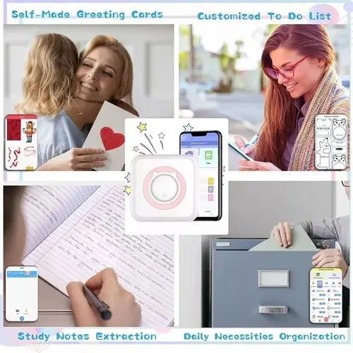 Mini Impresora Térmica Portátil Bluetooth Accesorios 13 Roll Rosa 17