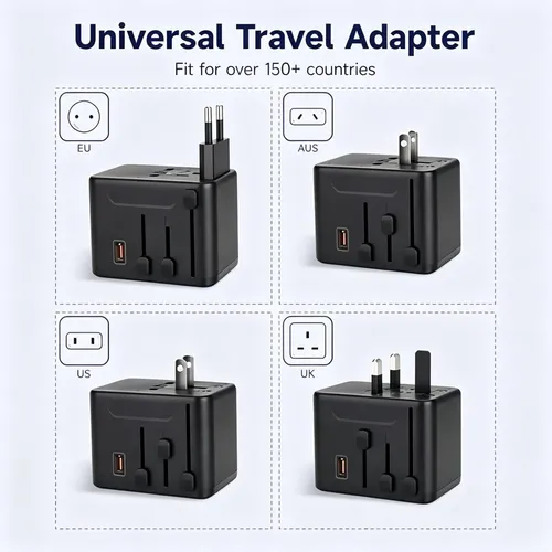 Enchufe Adaptador Viaje Universal En Uno 4 In 1 Gan 35w 8