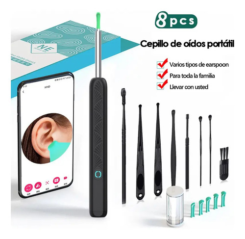 Limpia Oídos Cámara Inteligente Extractor De Cera Endoscopio Color Negro Ne3 2