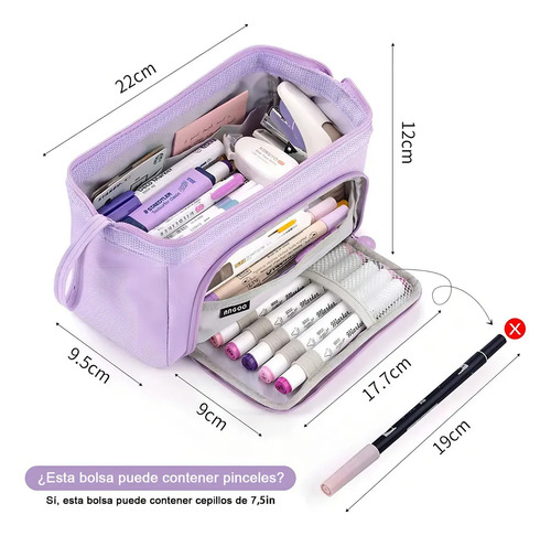Estuche De Lapices Doble Capa Organizadoras Gran Capacidad Color Purpura 11