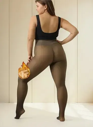Calza Efecto Piel Panty Con Chiporro Invierno Con Pie Negro Liso Xl 13