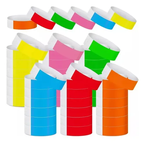 600 Un Pulseras Tyvek De Papel 6 Colores De Eventos Fiestas Multicolor 12