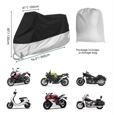 Funda Cubre Bicicleta Moto Carpa 100% Impermea 245*105*125cm Sujeto 4