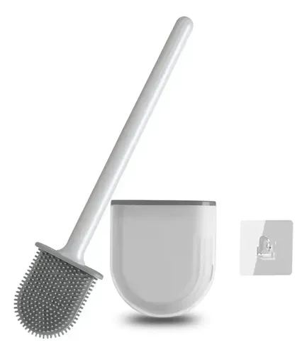 Escobilla De Baño Cepillo Punta Flexible Silicona Gris 11
