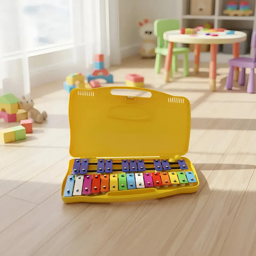 Metalofono Cromatico 25 Notas Xilofono Infantil Escolar Color Amarillo 6