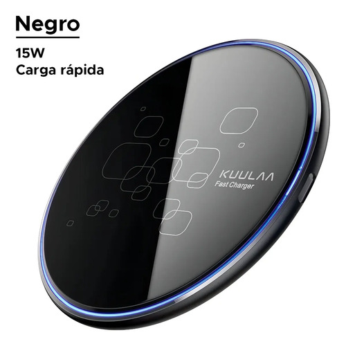 Cargador Inalámbrico Carga Rápida 15w Compatible Con iPhone 11 E Inferior/ Samsung/ Xiaomi Negro
