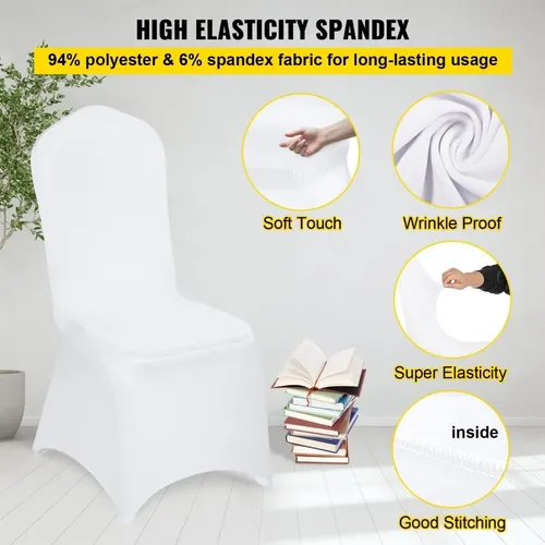 10 Unidades !! Funda Sillas Spandex Para Evento Color Blanco Diseño De La Tela Poliéster 6