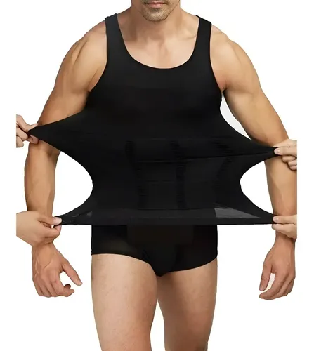 Faja Reductora Camiseta De Compresión Para Hombre  Moldeador De Abdomen Y Espalda, Talla Xl Negro/blanco