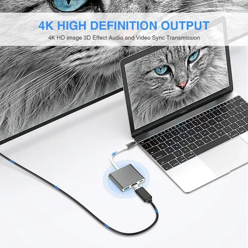 Adaptador Hub 3 En 1 Usb Tipo C A Usb-c Hdmi Usb3.0 Para Mac 5