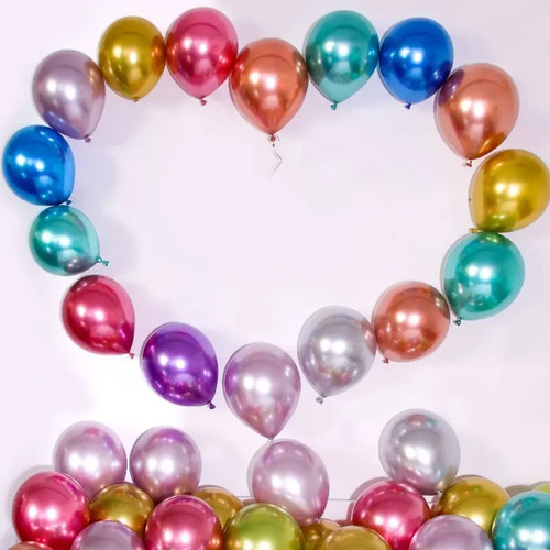 Globos Metalizdos Cromados(50 Unidades)(33cm) Color Globo De Látex Dorado 16