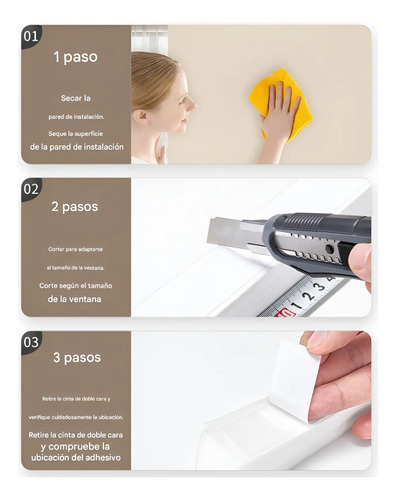Cortina Autoadhesiva Sin Taladro, Bloqueo Luz 90x240 Blanco 12